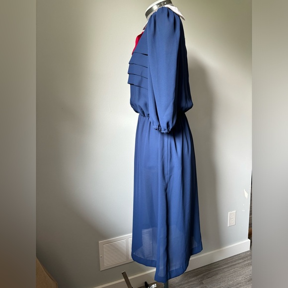 80’s blue and red bow dress - Picture 4 of 6